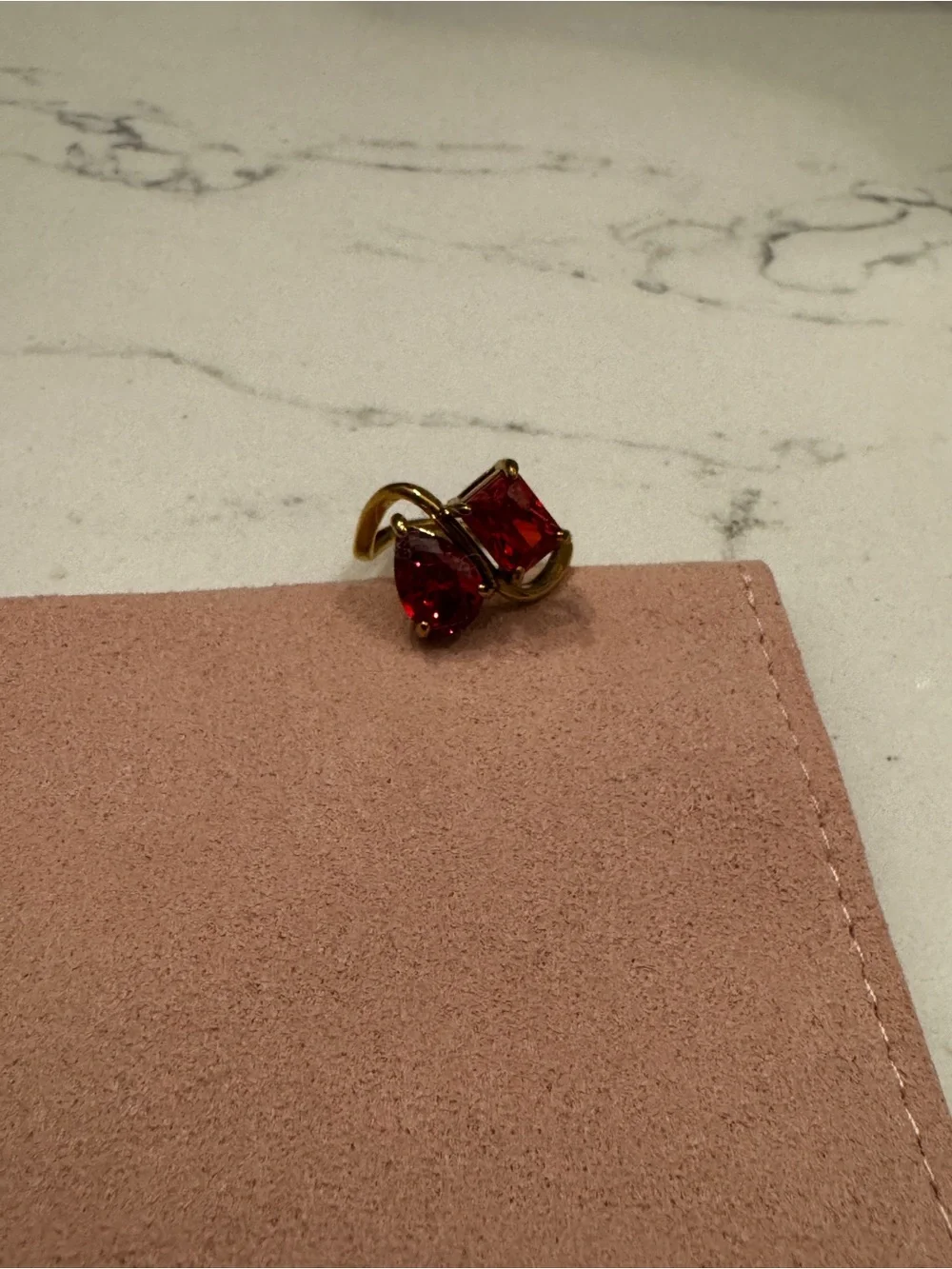 Red Birthstone Ring - Gold Tone